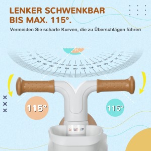 Detailaufnahme: AIYAPLAY Laufrad Lenker mit 115° Schwenkbereich für Kinderfahrrad.