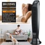 Schwarzer Brandson Turmventilator mit Fernbedienung in Wohnumgebung.