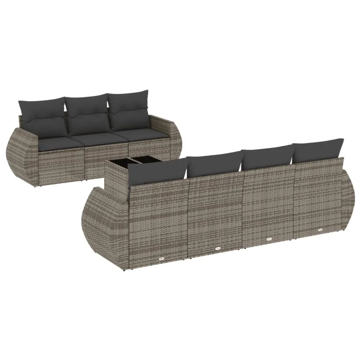 vidaXL 8-Tlg Gartensofa-Set mit Kissen Grau Polyrattan 3221130 günstig online kaufen