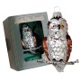 Krebs Glas Lauscha Weihnachtskugel Eule Mick, 4cm, mit Geschenkbox.