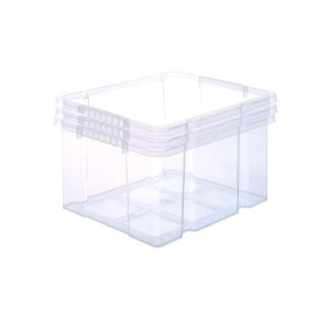 3 transparente BigDean Euroboxen, stapelbar, 44x35x24cm, für Kastenregale, Aufbewahrung.