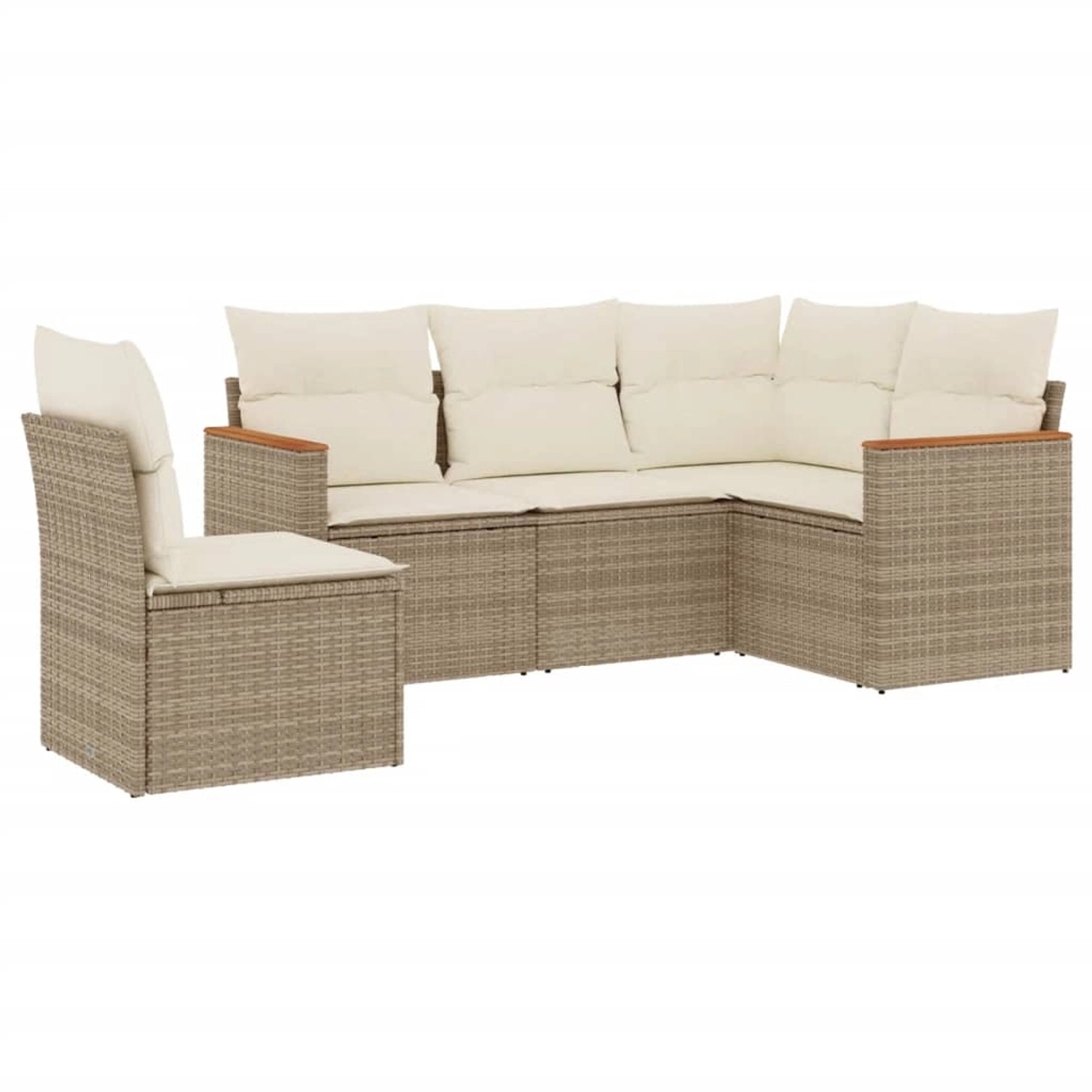 vidaXL 5-Tlg Garten-Sofagarnitur mit Kissen Beige Poly Rattan 3225974 günstig online kaufen