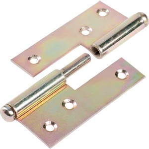 Gelb verzinktes Aushebescharnier, links, 80x65mm, für bewegliche Verbindungen im Außenbereich.