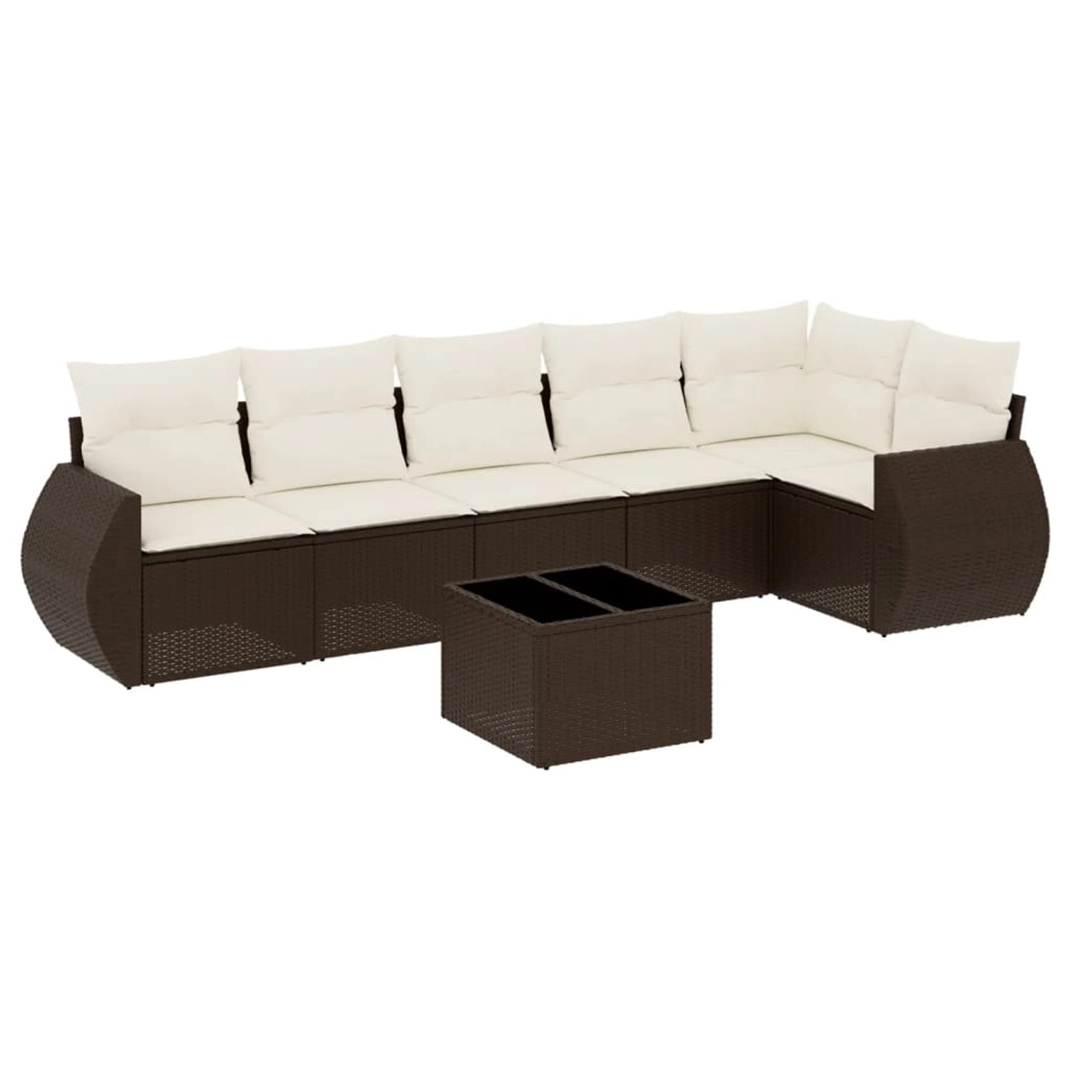 vidaXL 7-Tlg Garten-Sofagarnitur mit Kissen Braun Poly Rattan 3221402 günstig online kaufen