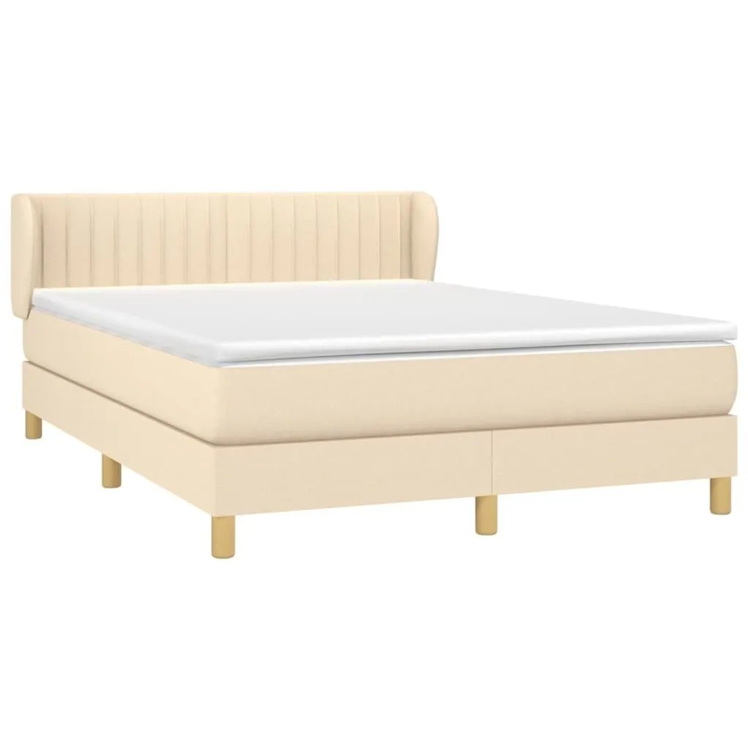 vidaXL Boxspringbett mit Matratze Creme 140x190 cm Stoff 3126962