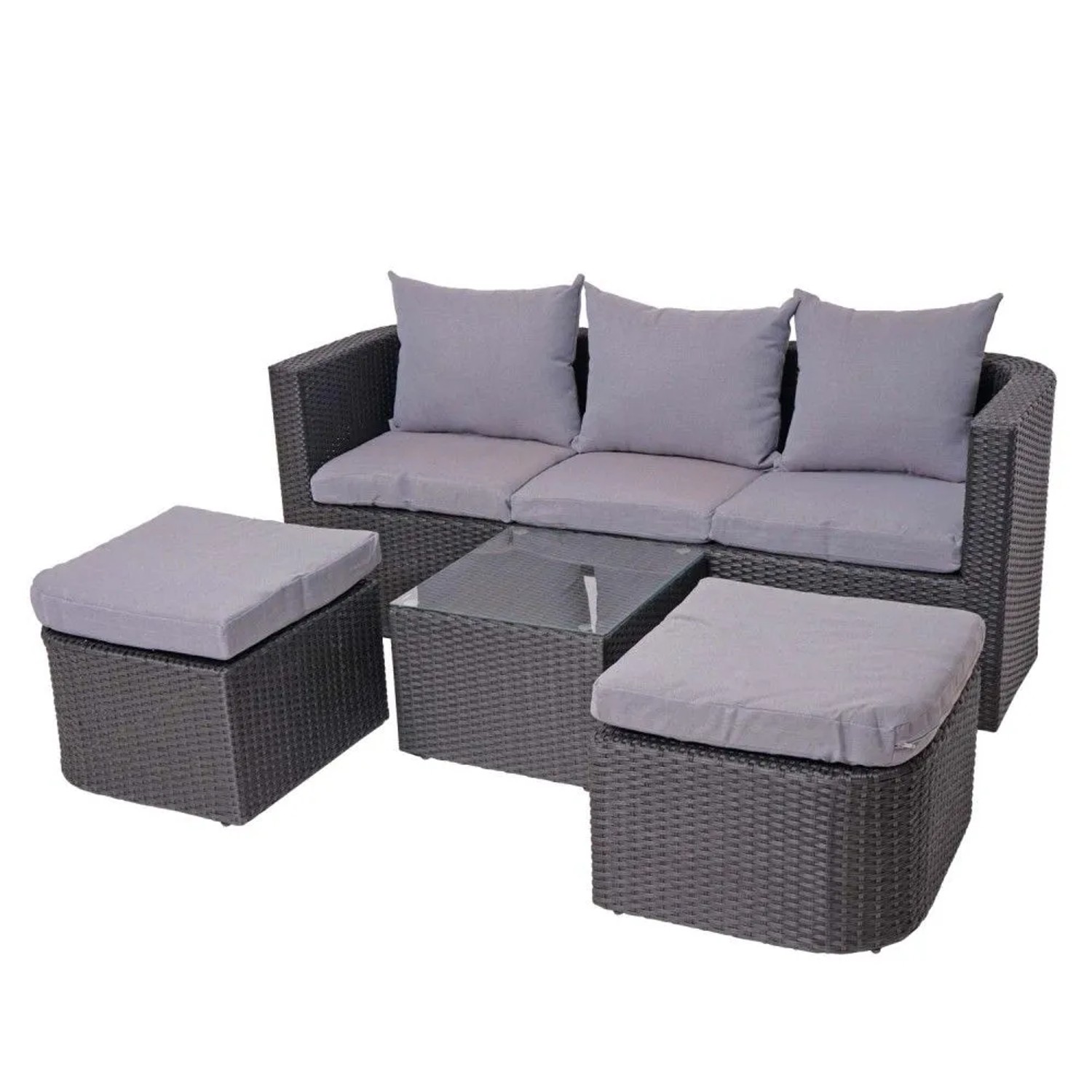 MCW Lounge-Set J37 4-Teilig Anthrazit Kissen Hellgrau