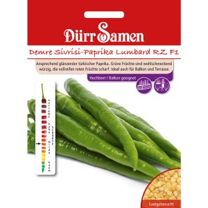 Dürr Samen Demre Sivrisi-Paprika: Saatgut für türkische, grüne Spitzpaprika, auch für Balkon geeignet.