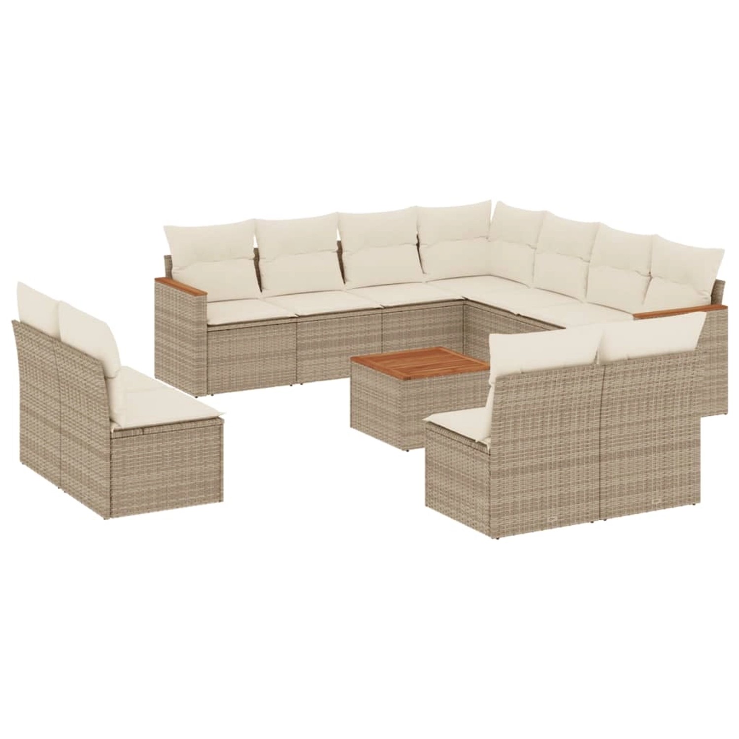 vidaXL 12-Tlg Garten-Sofagarnitur mit Kissen Beige Poly Rattan 3226093 günstig online kaufen