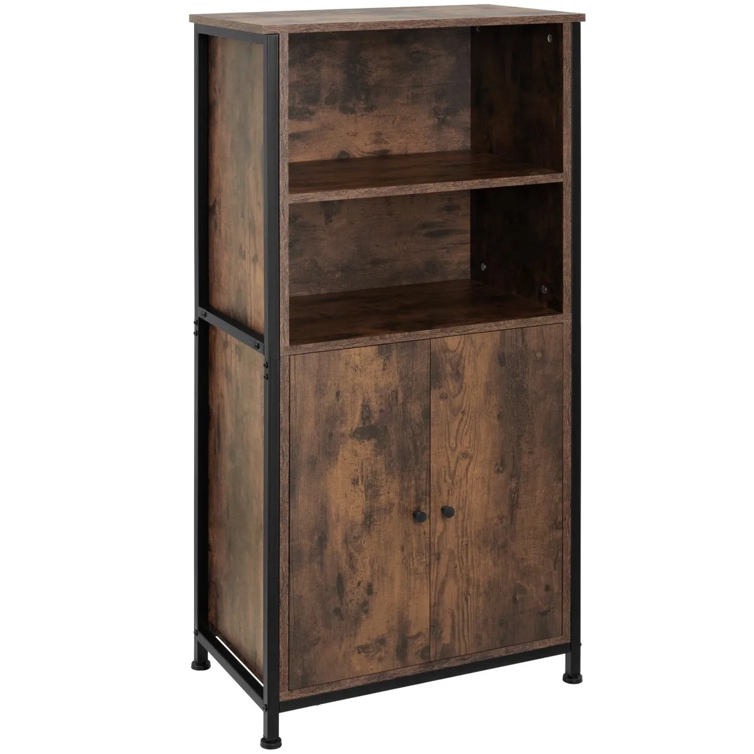 Tectake Highboard Doncaster Industrial Style Holz und Stahl  60 x 38 x 125 cm Industrial Holz Dunkel  Rustikal