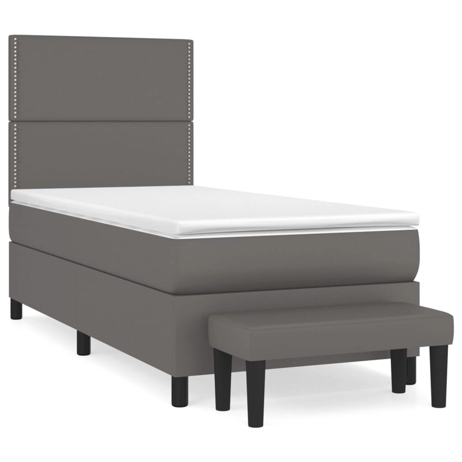 vidaXL Boxspringbett mit Matratze Grau 90x190 cm Kunstleder1466408 günstig online kaufen