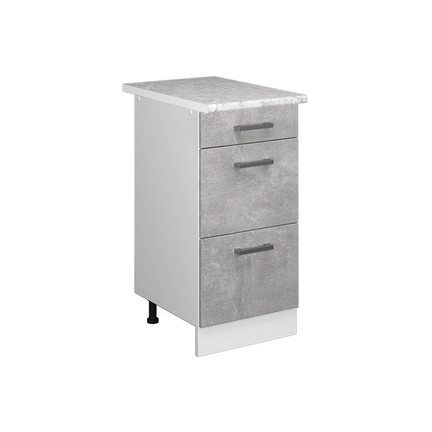 Vicco Küchenunterschrank R-Line Beton/Weiß 40 cm mit Schubladen AP Marmor