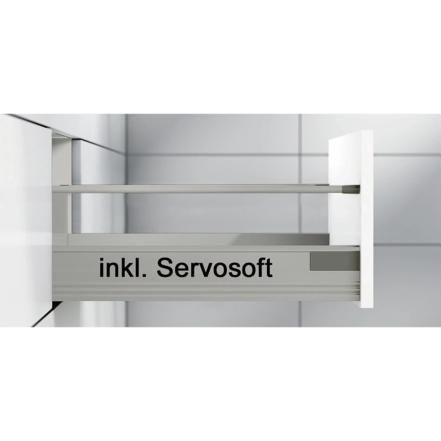 Küchenzeile Schublade mit Soft-Close Funktion (Servosoft) für Impuls Küchen.