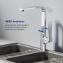 Emke Küchenarmatur Chrom, 360° drehbar, in Doppelspüle. Ultradünnes Design, Einhebelmischer für Küche.