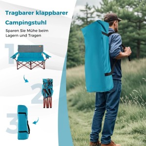 Costway Campingstuhl für 2 Personen mit Verstellbaren Armlehnen 272 kg