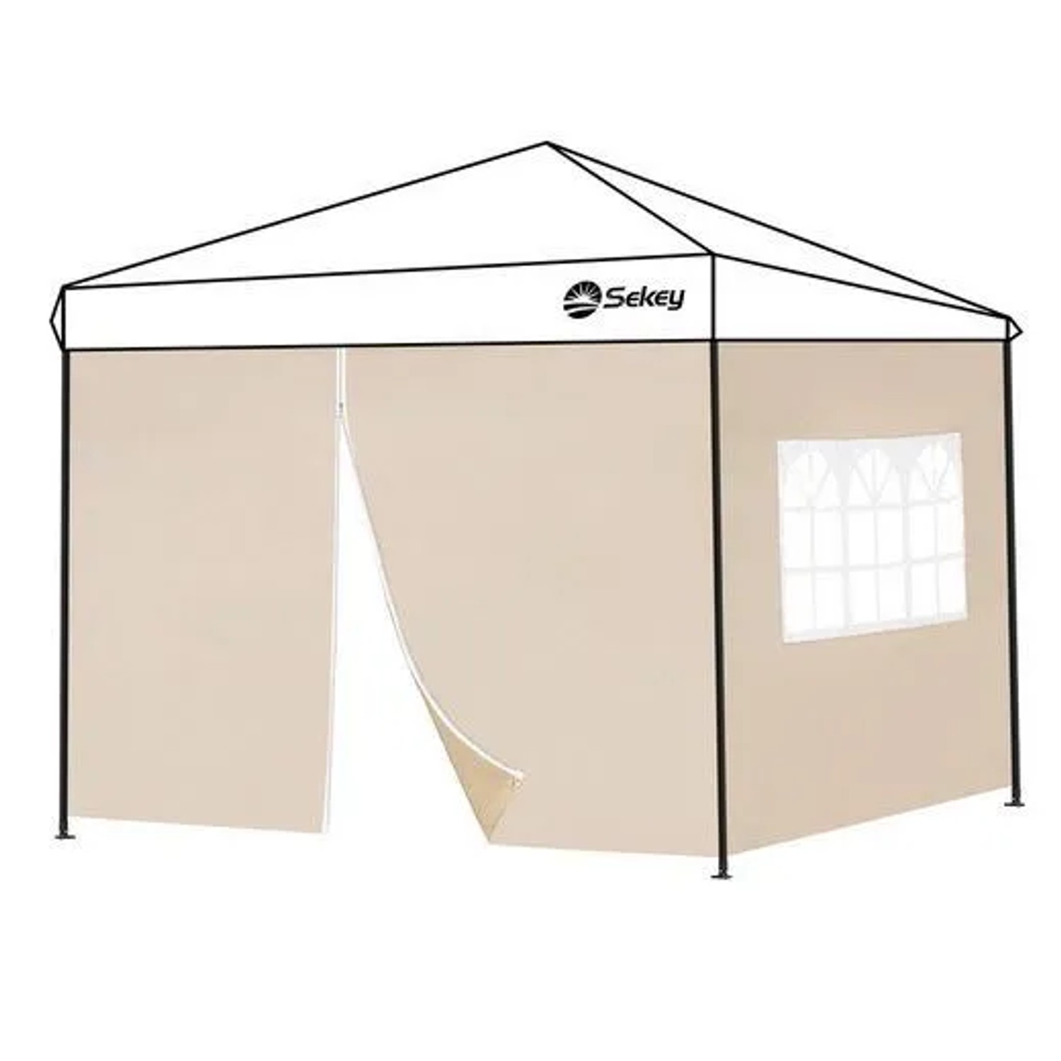 Sekey Pavillonseitenteile 2er Set mit Reißverschluss und Fenster Für 3x3 m Faltpavillon