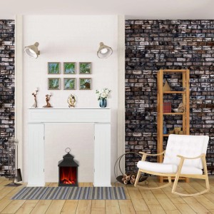 El Fuego Laterne AY0550 mit Flammeneffekt vor Kamin