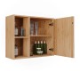 Offener Badspiegelschrank Lucie aus Bambus, 54x45 cm, mit Fächern und Pflegeprodukten.