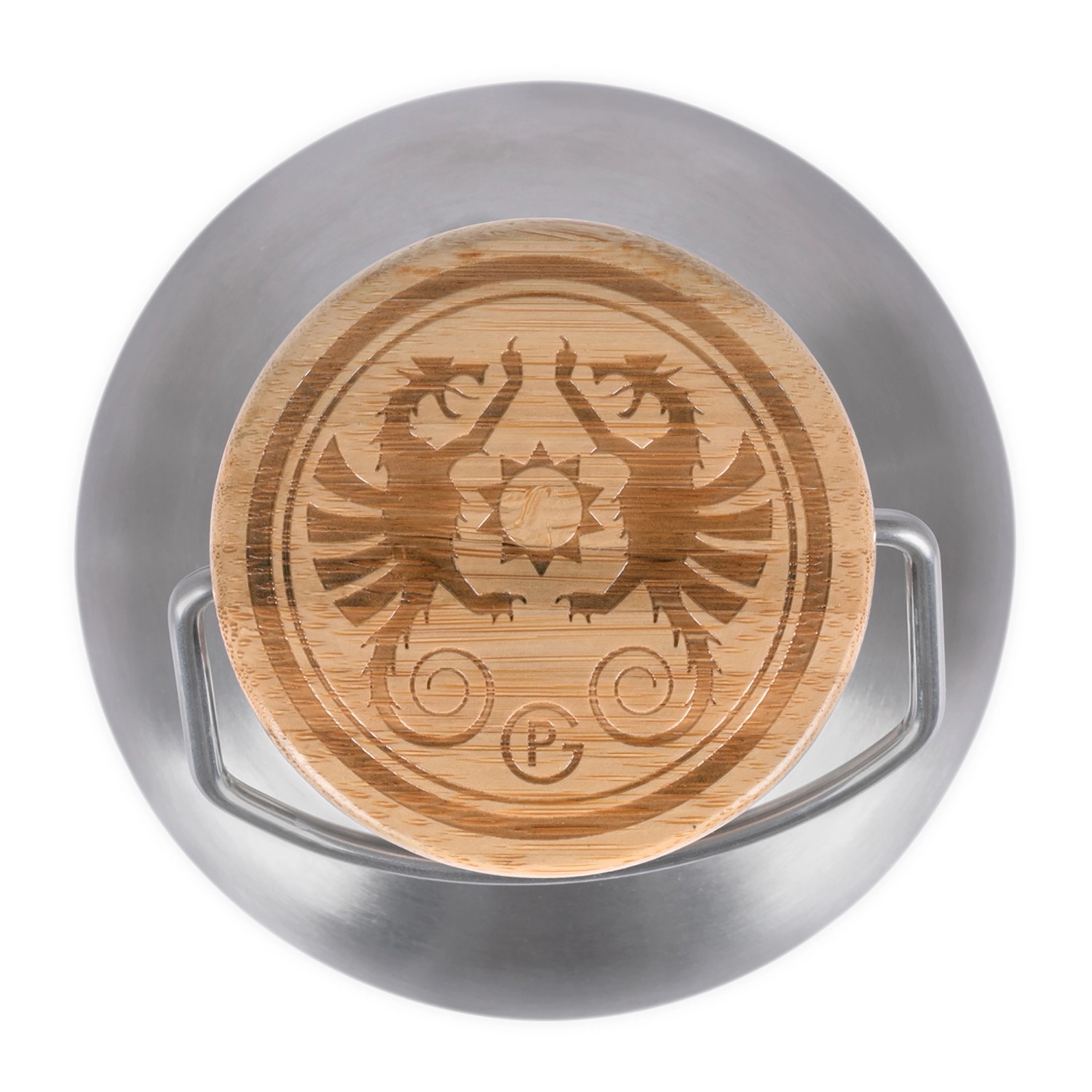 Petromax Isolierflasche TB100, 1 Liter, mit Bambusdeckel und Tragegriff. BPA-frei.