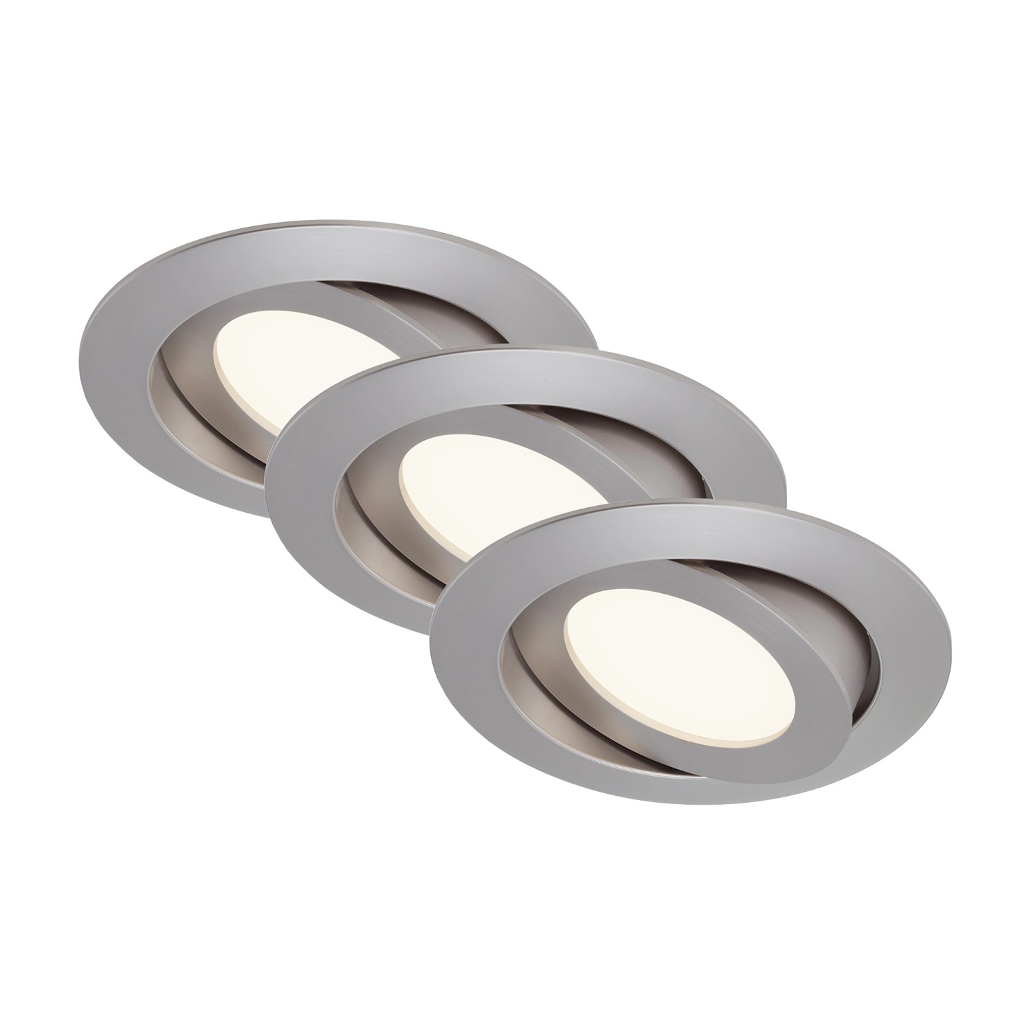 Briloner LED-Einbauleuchte 3er-Set Nickel matt Schwenkbar H: 3 cm Ø: 10,6 c günstig online kaufen