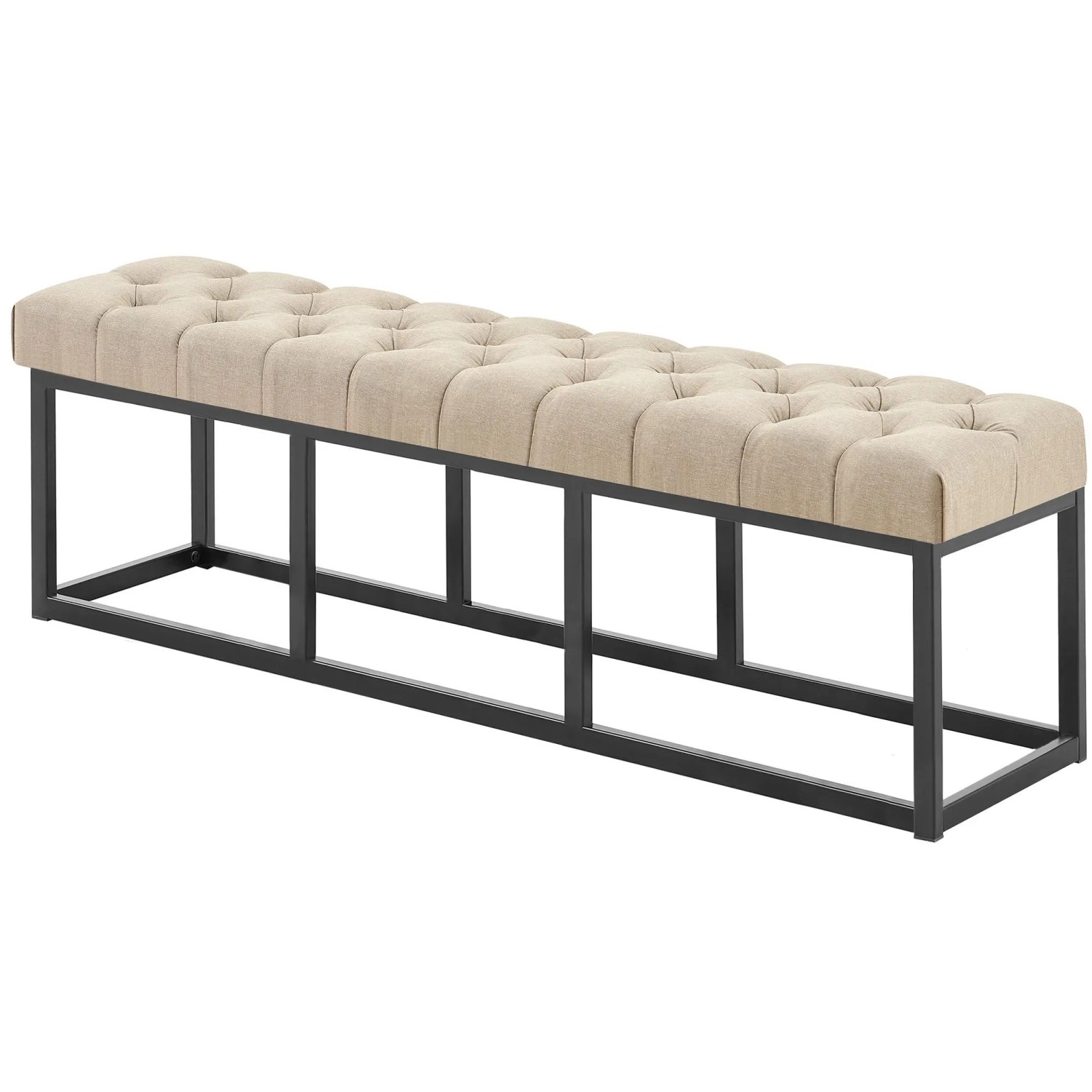 DELUKE Sitzbank MEXICO Stoff Taupe 150x38x46cm Sitzbank Flur Sitzhocker Esszimmerbank Polsterbank Schlafzimmer