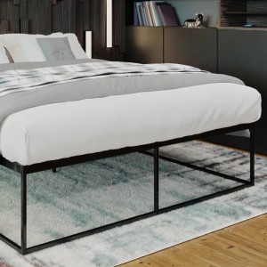 DELUKE Metallbett SUKAR Metall Schwarz 185,5x205,5x46,5cm Bett 180x200 Bettrahmen Metall Doppelbett