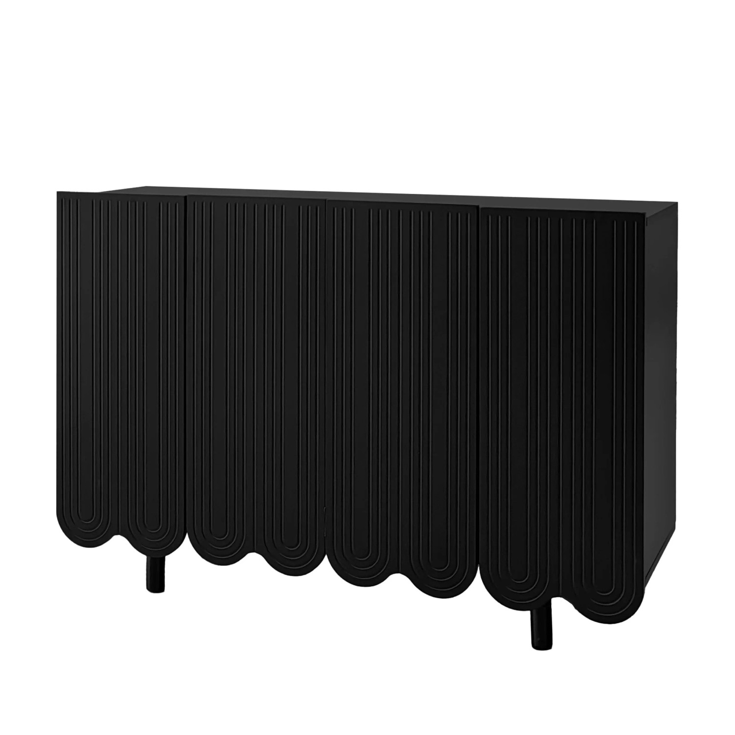 Okwish Sideboard Mit Tropfenförmigen Türen Pufferscharnier Wohnzimmer 120x37x80cm Schwarz
