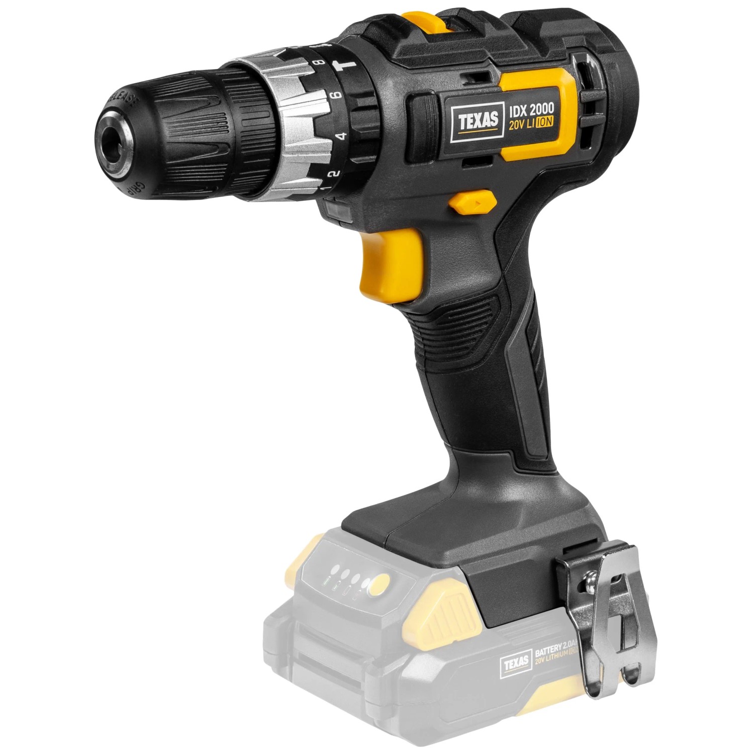 Texas 20V Akku-Schlagbohrmaschine IDX2000, ideal für Heimwerkerarbeiten.