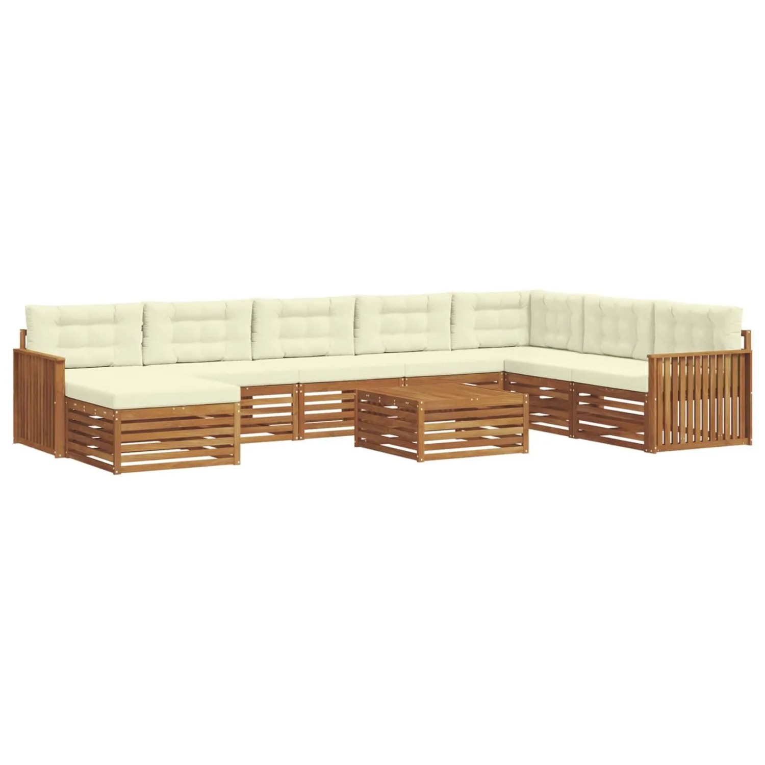 vidaXL Sofagarnituren 9 Tlg Natur und Creme Massivholz Akazie 3373975