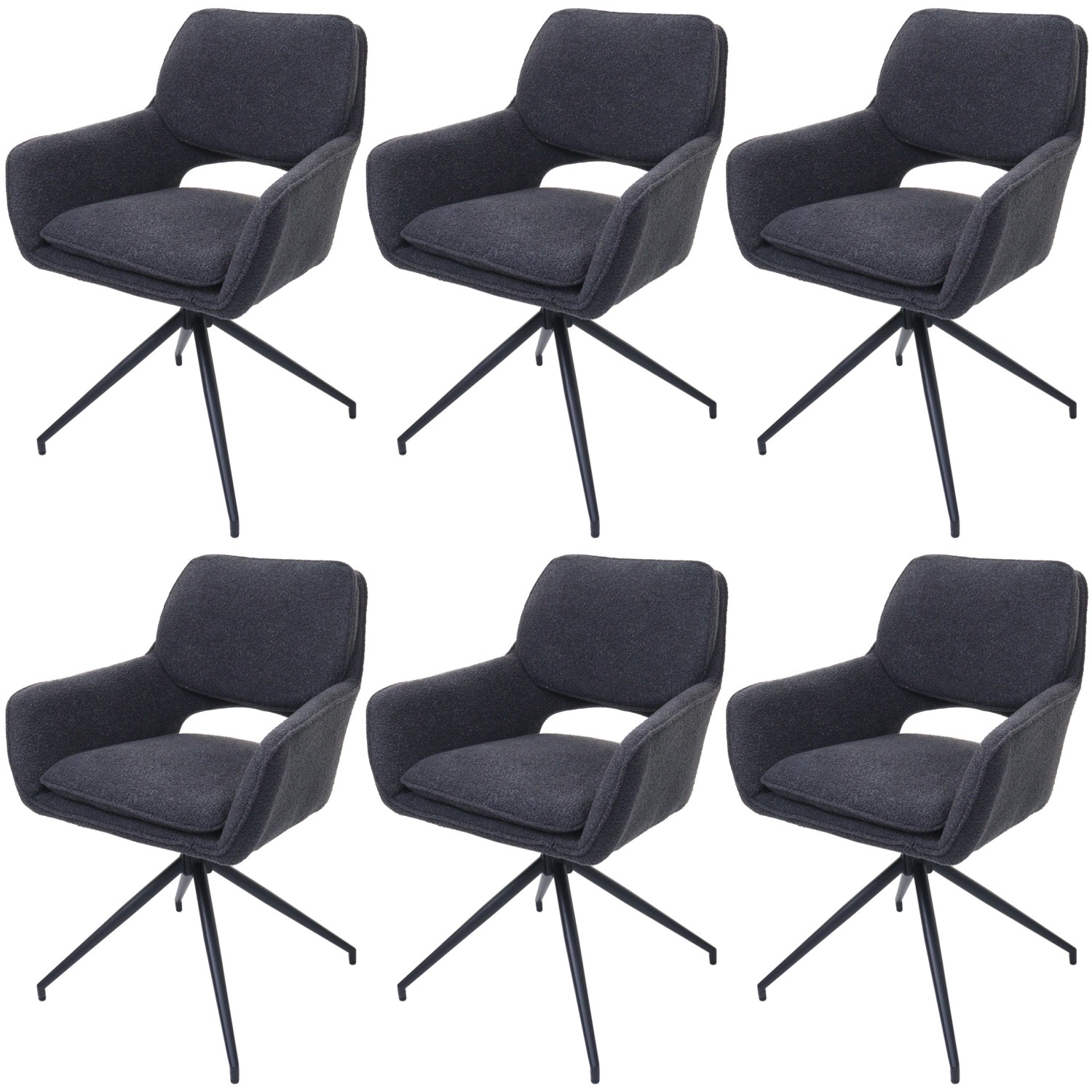 MCW Esszimmerstuhl N74 6er-Set Stoff Boucle 540g/m² Dunkelgrau günstig online kaufen