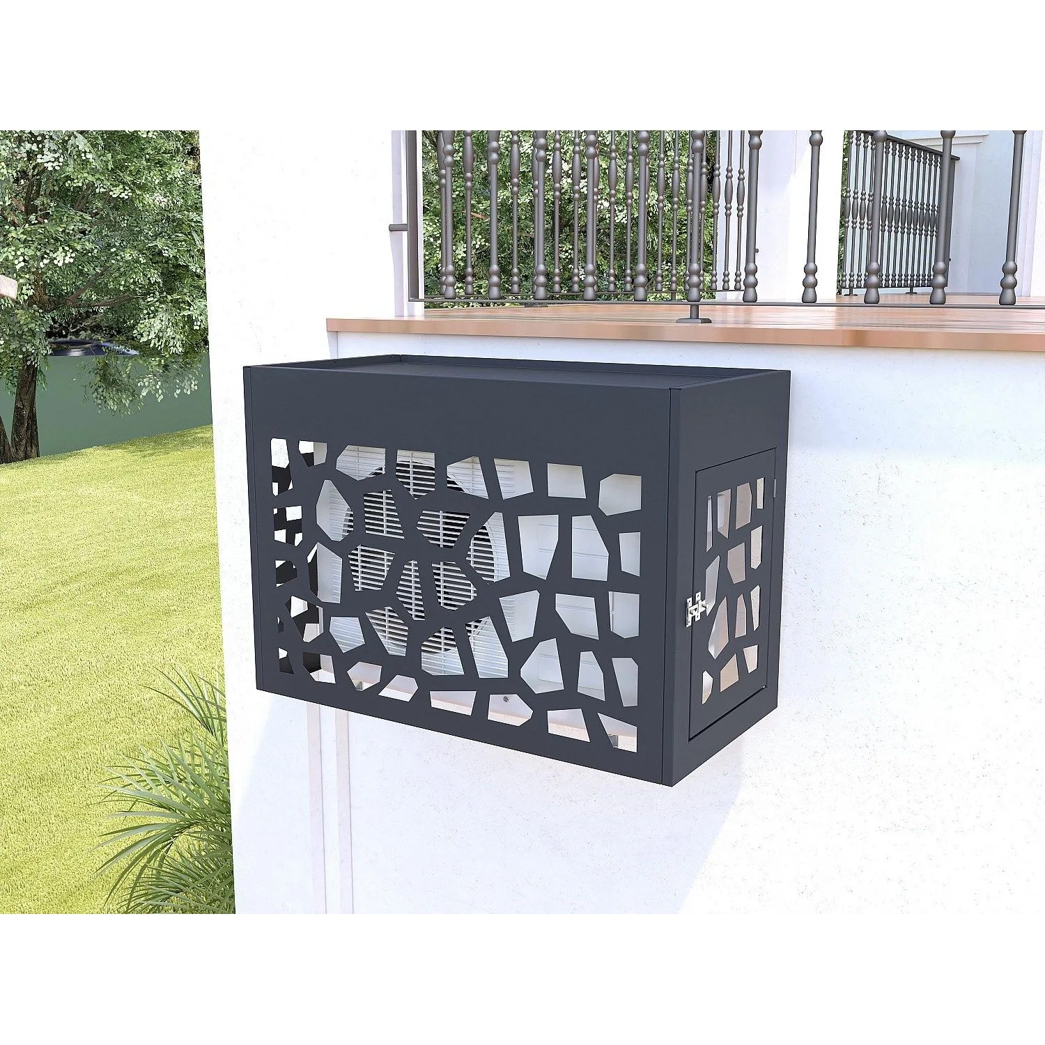 Vente-unique Abdeckung Für Klimagerät Kazoma Anthrazitgrau 100 cm_7