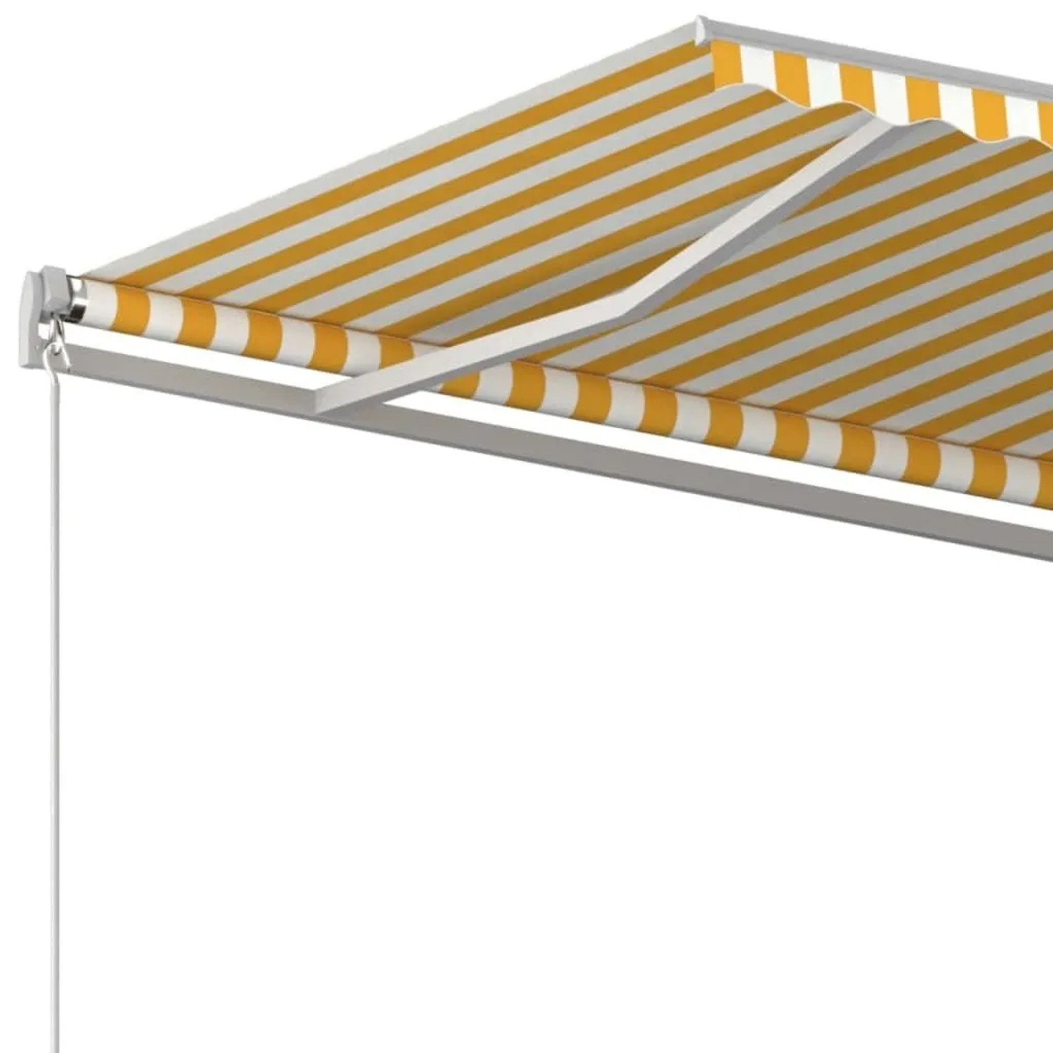 vidaXL Markise, 500x300 cm, gelb-weiß gestreift, mit weißem Rahmen.