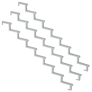 Vinuovo 3er Set Stahl Treppenwange für 8 Stufen Außentreppe, feuerverzinkt.