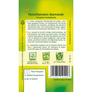 Samentüte Quedlinburger Fleischtomate Marmande, rote, gerippte Früchte.