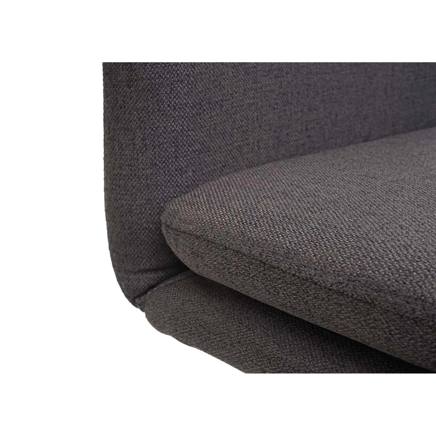 Detailaufnahme: Grau-brauner Polsterstuhl (6er-Set) mit Stoffbezug und abgerundeten Kanten.