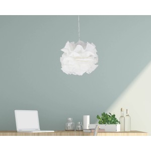 Weiße Näve Pendelleuchte Fedora aus Papier und Kunststoff, rund, E27 Fassung.