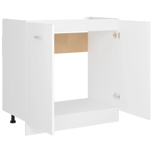 Weißer vidaXL Spülenunterschrank (80x46x81,5 cm) aus Holzwerkstoff mit offenen Türen.