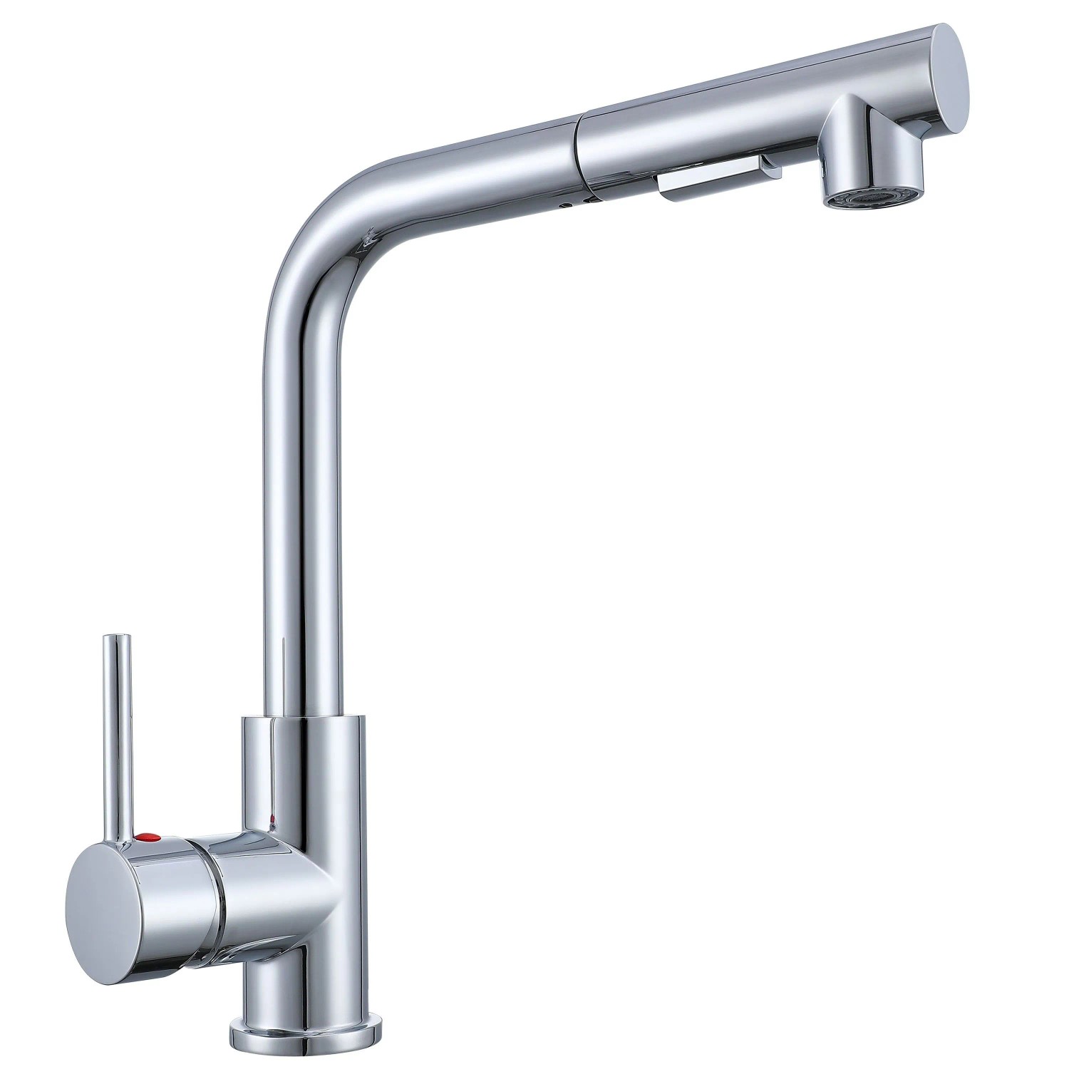 AICA Wasserhahn Küche L-Förmig Mit Auszug 360° Drehbar 2 Strahlmodi Messingkern Chrom