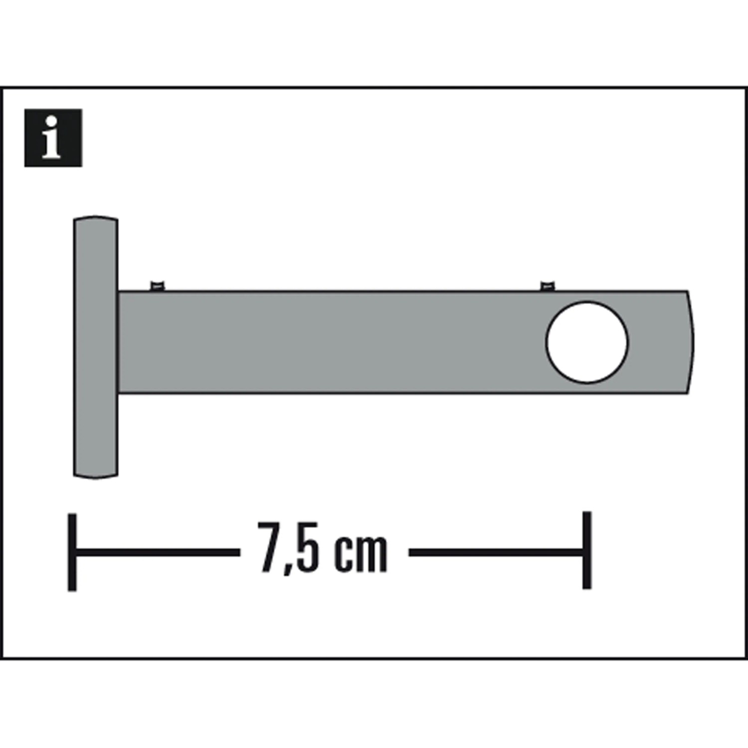 Gardinia Träger New York, Edelstahloptik, 7,5 cm, für 12 mm Stangen.