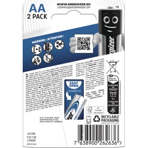 Energizer Ultimate Lithium AA Batterien, 2er-Pack. Langlebige Mignon Batterien für Geräte mit hohem Energiebedarf.
