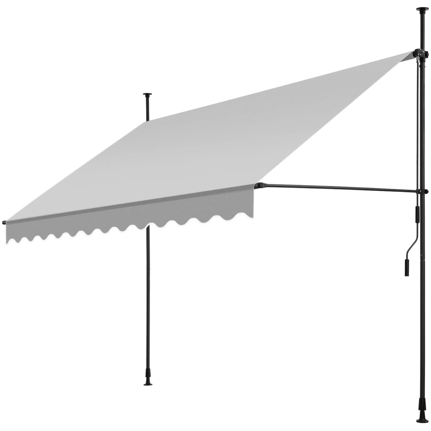 Tectake Klemmmarkise  Mit Handkurbel Uv Beständig 300 x 180 cm 180 x 300 x 304 cm Hellgrau