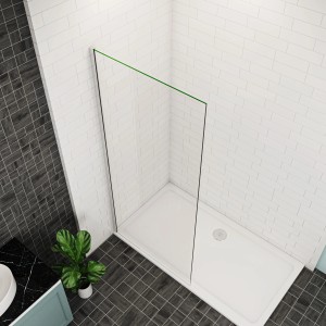 AICA Walk In Dusche 70x200cm mit 10mm ESG Glas und Nano-Beschichtung, chromfarbener Rahmen.