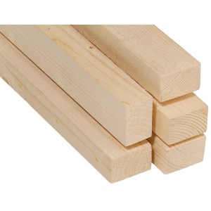 Rohe Fichte/Tanne Holzlatten, 48x24x2500 mm, für Innenausbau und Regalbau.