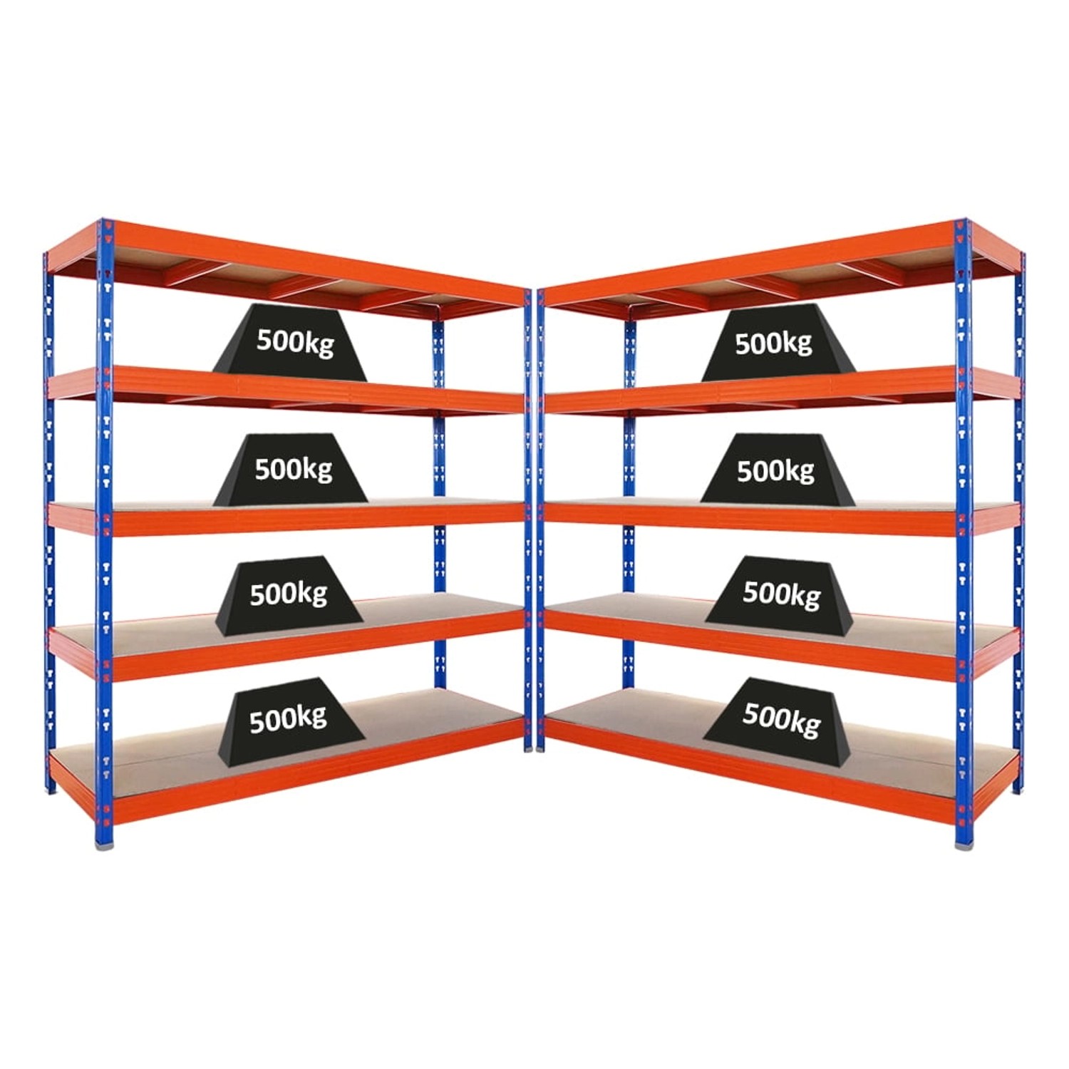 PROREGAL Mega Deal 2x Profi Schwerlastregal Rhino HxBxT 200x200x60cm 5 Span günstig online kaufen