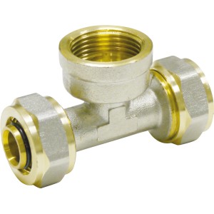 Messing T-Stück Schraubfitting, 16 mm x Rp 1/2 x 16 mm, für sichere Rohrverbindungen.