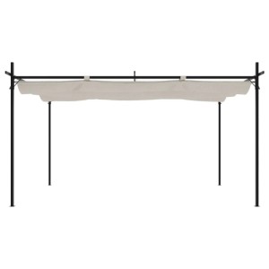 DELUKE Terrassenüberdachung Mit Schiebedach OLIMP Creme 395x292x230cm Pergola Garten Pavillon Rankhilfe Sonnenschutz Gartenpergola