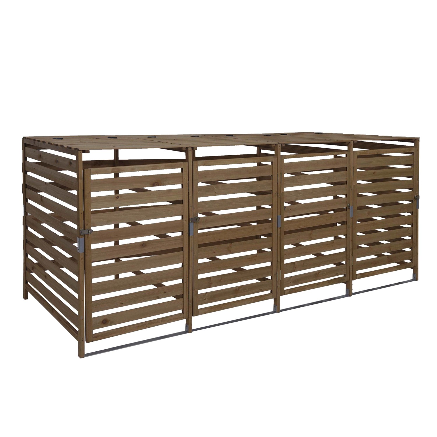 MCW 4er-/8er-Mülltonnenverkleidung H62 Dunkelbraun 114x271x97cm