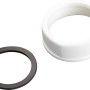 Überwurfmutter und Dichtung für Spültisch-Siphon, 44,8 mm (G 1 1/2), aus PVC.