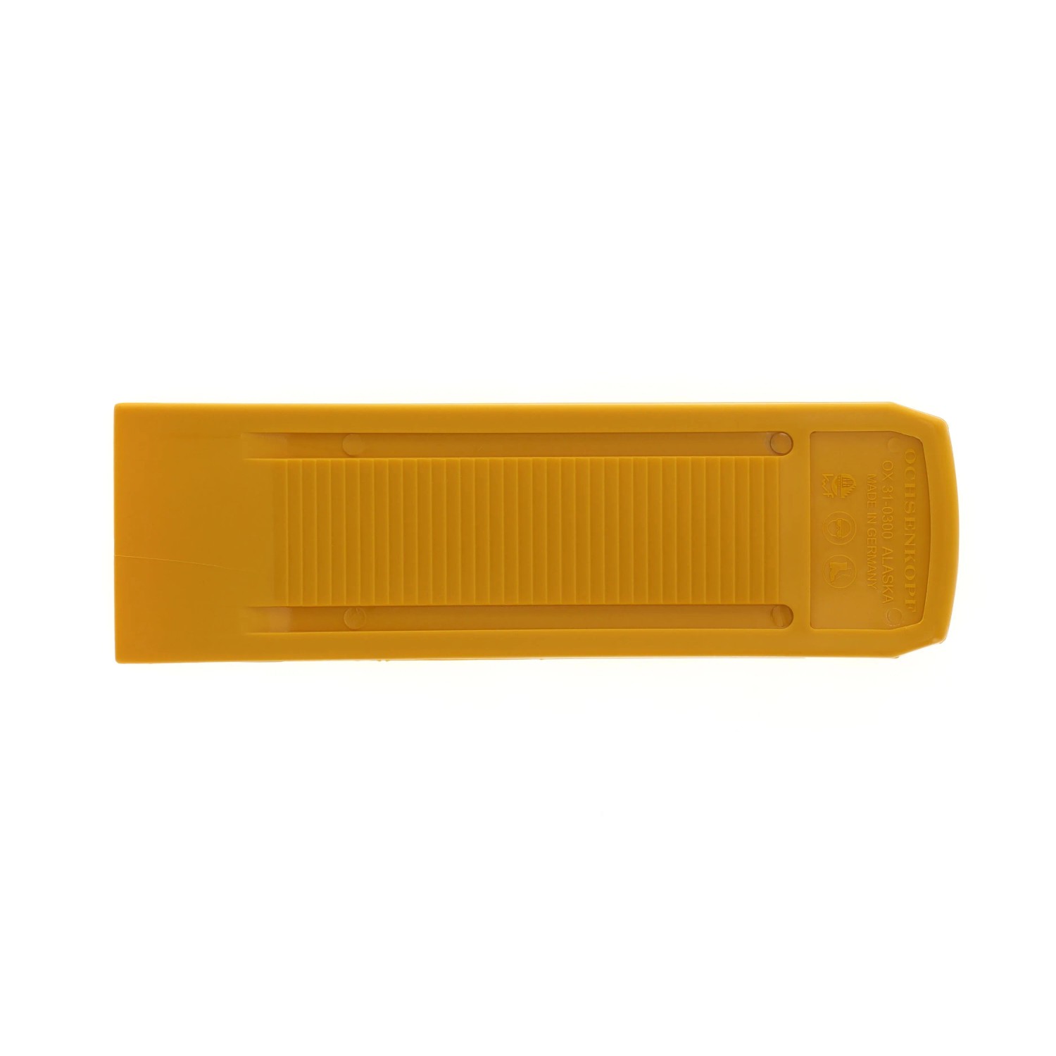 Gelber Ochsenkopf Fällkeil Alaska aus Kunststoff, robust und ideal zum Fällen von Bäumen.