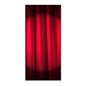 Banjado Magnettafel 37x78cm mit rotem Vorhang Motiv, inklusive 4 Magnete.
