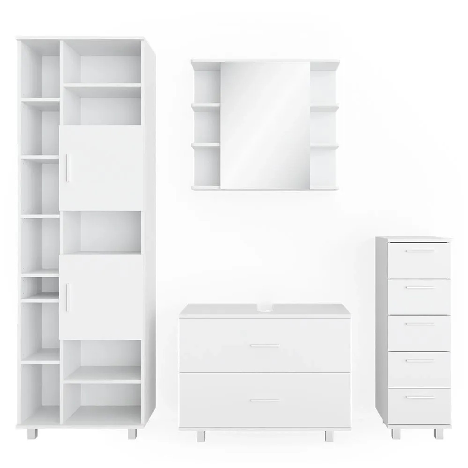 Vicco Badmöbel-Set Ilias Weiß 80 x 61 4-teilig